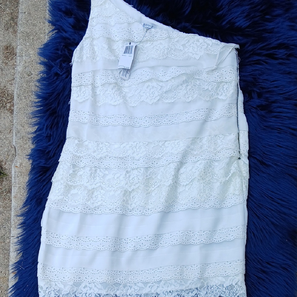 Buffalo David Bitton White One-Shoulder Sheath Dress